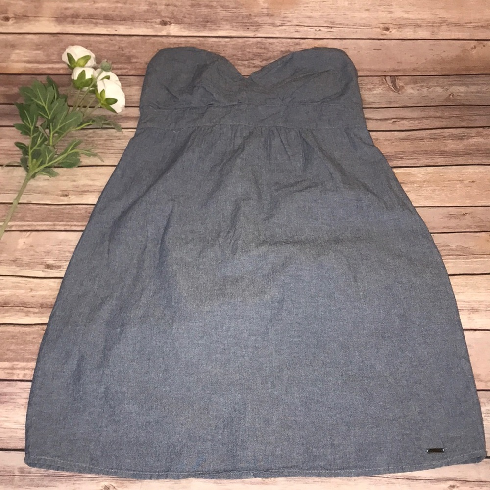 Volcom Strapless Chambray Blue Summer Dress